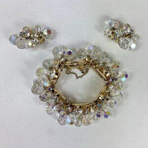 Juliana D & E Faceted Aurora Borealis Crystal Rhinestone Bracelet & Earrings Set